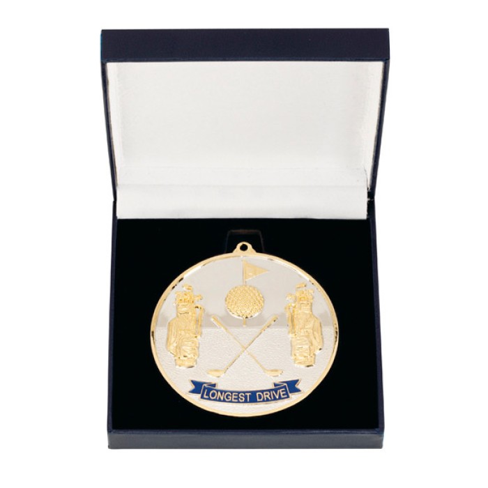 PRESTIGE GOLF MEDAL - 70MM - LONGEST DRIVE - WITH MEDAL BOX